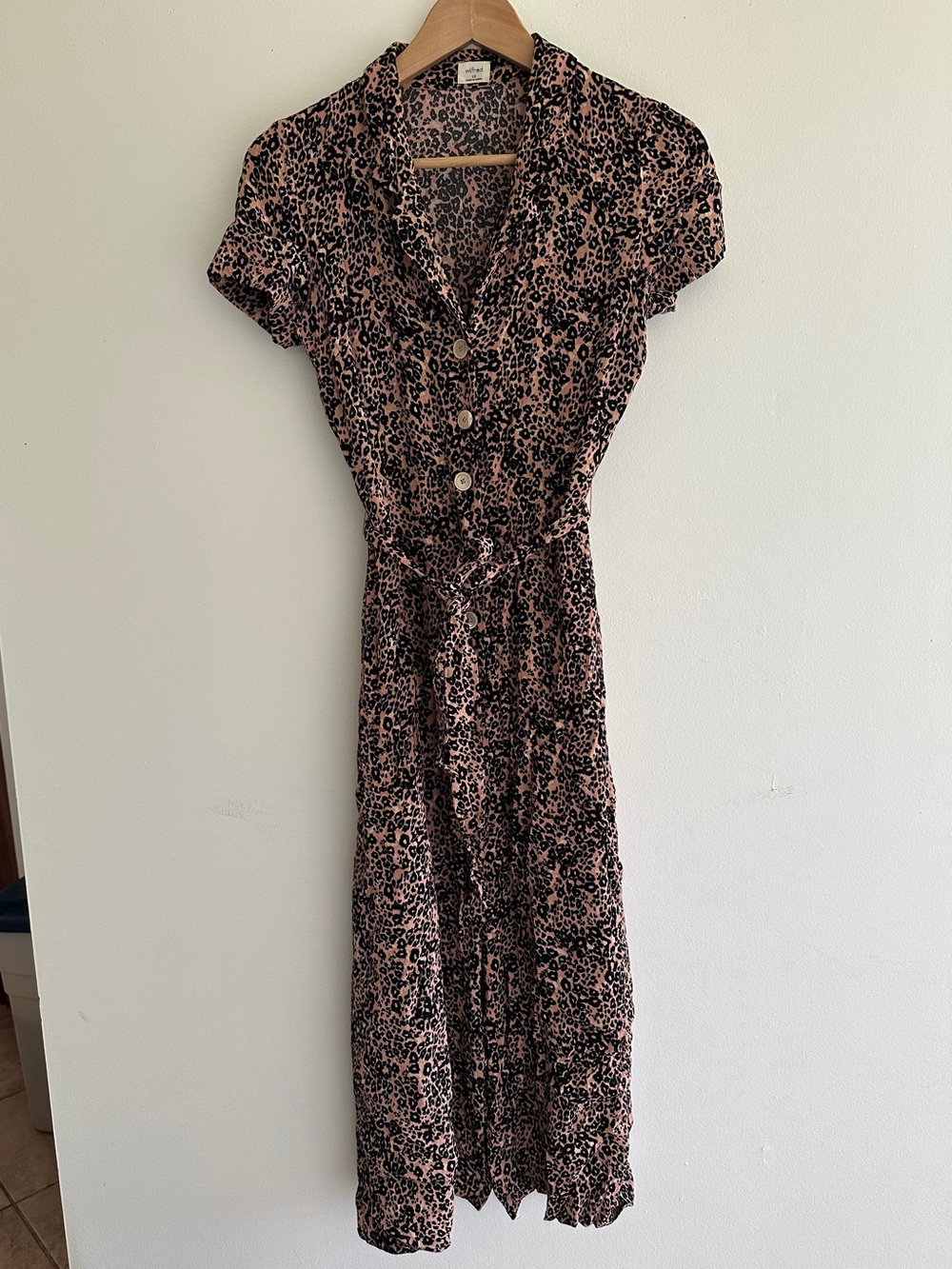 Aritzia Pink and Black Leopard Print Midi Dress